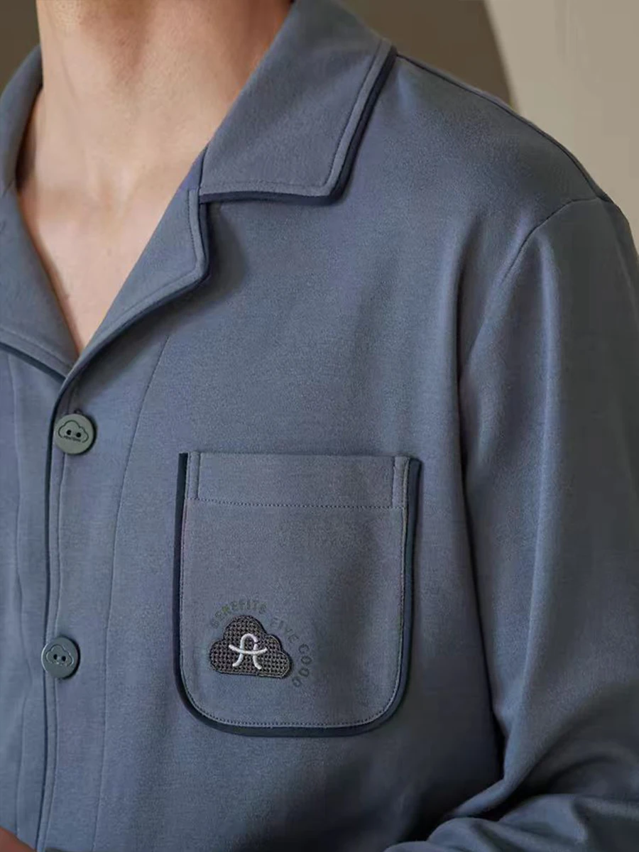 Pyjamas Herren Langarm Frühling und Herbst Herren dünne Jugend lose Home Kleidung zweiteiliger Anzug