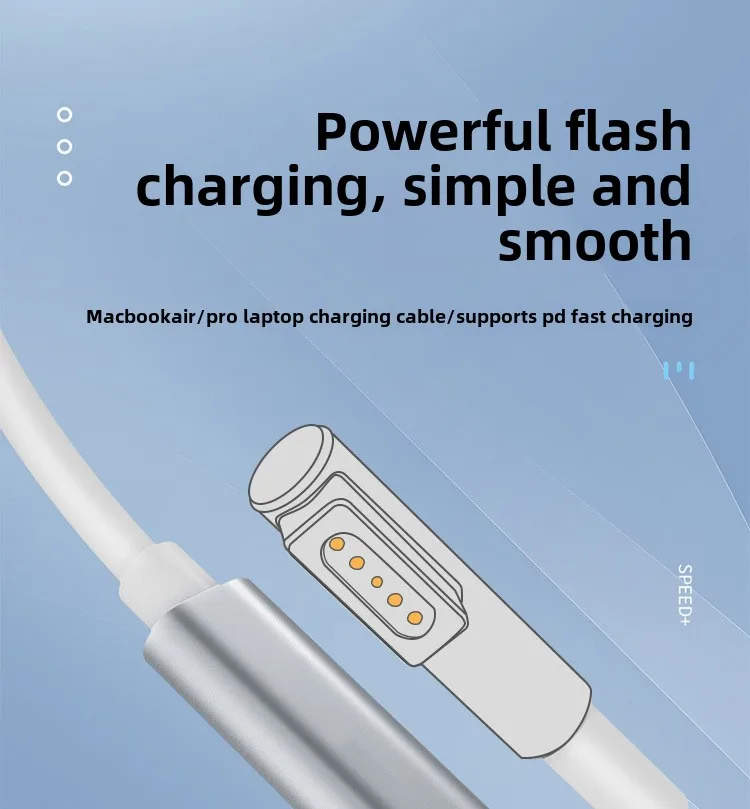 Кабель для быстрой зарядки Type-C к Magsafe 1 MacBook с магнитной L-образной головкой для MacBook Air/Pro 65 Вт 100 Вт
