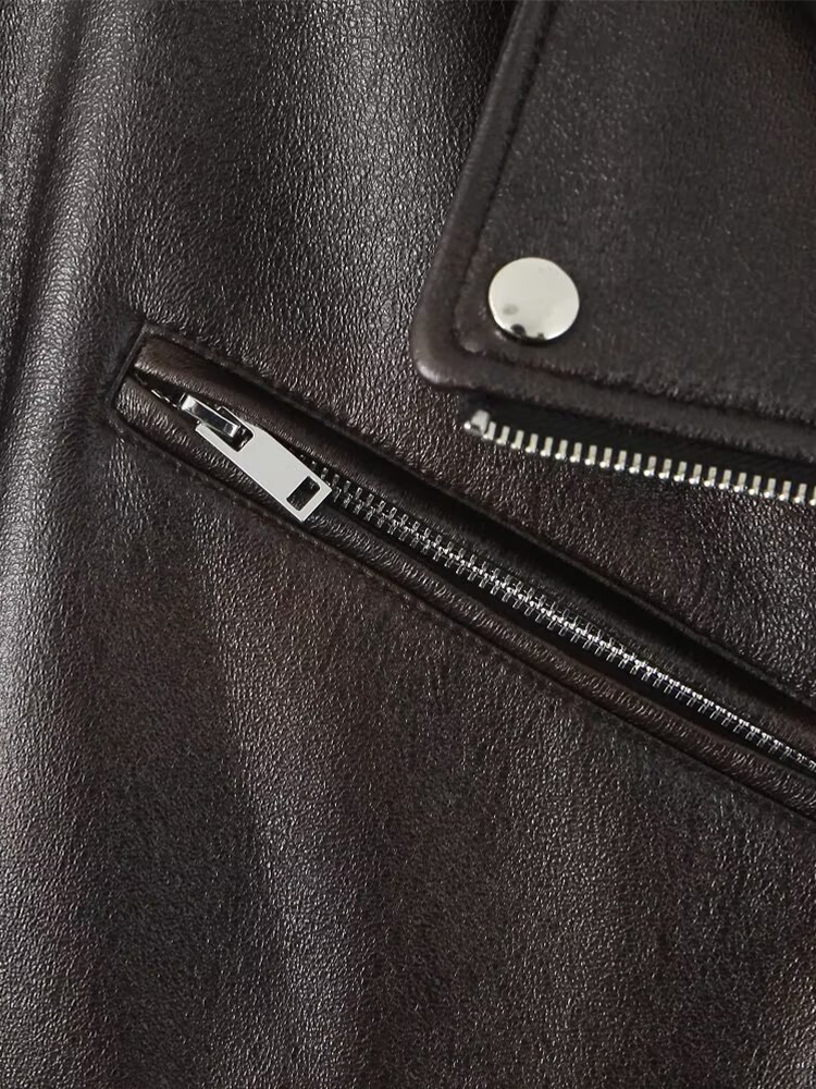 Veste à manches longues et revers court pour femme, vêtement de moto, style européen et américain, nouvelle collection automne et hiver