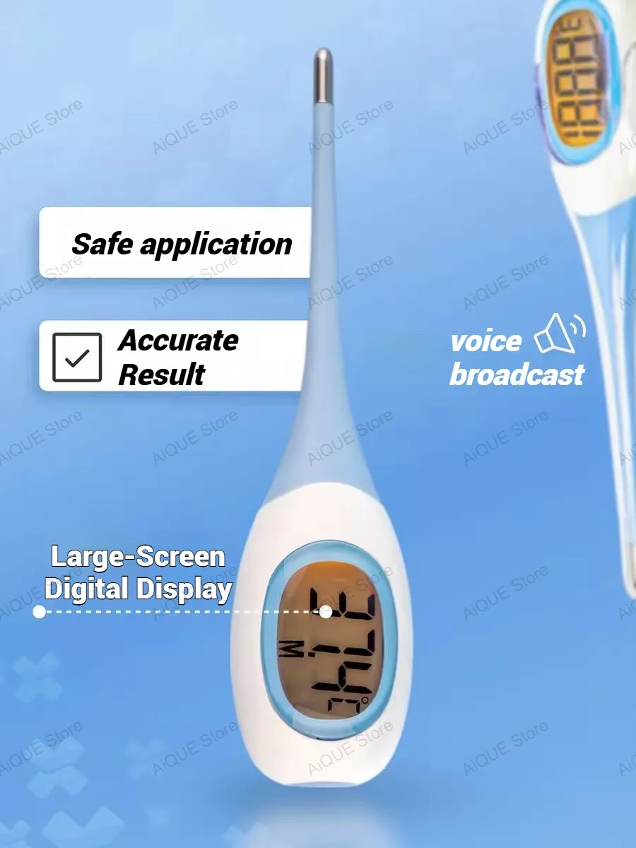 AiQUE Fast 8s Thermometer Backlit Soft Probe Digital Fast Fever Waterproof Oral Underarm Temperature Meter Febril Child Adult