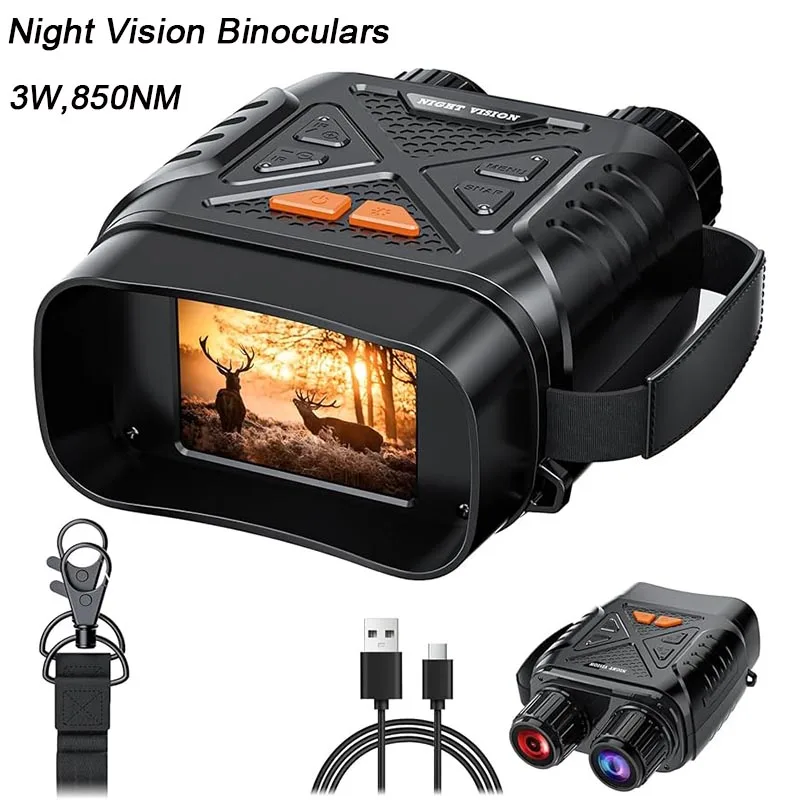 Binoculares de visión nocturna 1080P, 10x Digital, 800m, telescopio de visión nocturna infrarroja completamente oscura, gafas de pantalla grande de 2,8 pulgadas para acampar