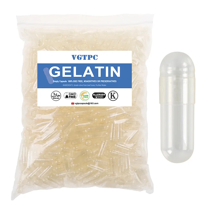 1000 Uds cápsulas de gelatina separadas 000 00 0 cápsula transparente Kosher Halal de calidad alimentaria cápsula transparente vacía unida cápsulas duras huecas