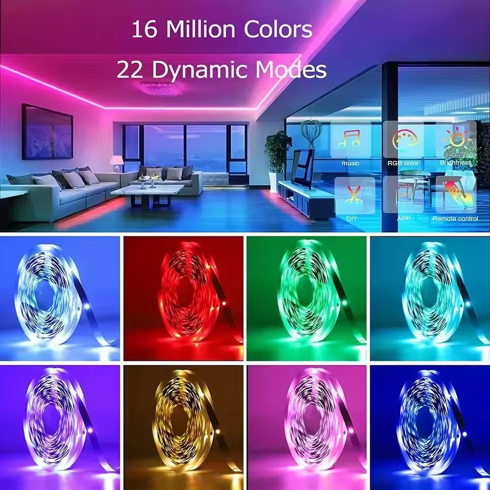 Dc 24V Rgb Led Strip Light 5M 10M 15M 20M 30M 40M Led Room Light With App Control Flexible Ribbon Luces Tape For Room Decoration