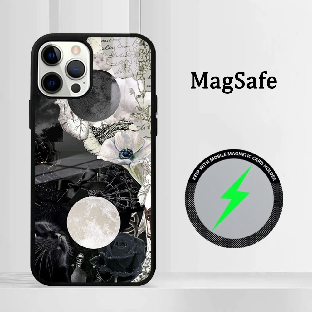 Casing Ponsel Pohon Kehidupan Yin Yang untuk IPhone 16 15 14 13 12 11 Pro Max Plus Penutup Magnetik Cermin Mini