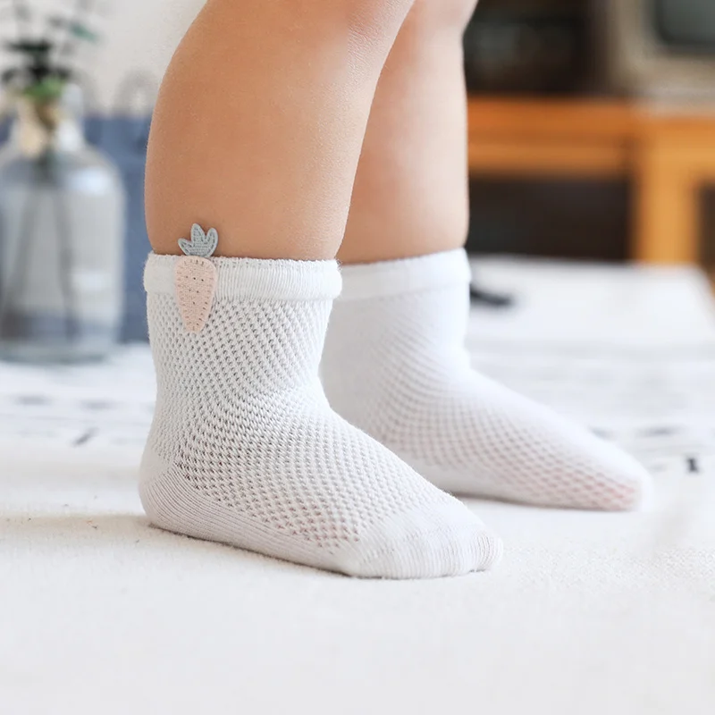 3 pares de calcetines de bebé para niña, calcetines cortos sin hueso unisex de algodón de malla transpirable