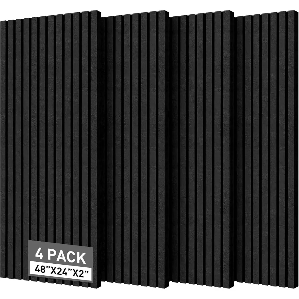 Acoustic Foam Panels, 48 x 24 x 2 inches, 4 Pack Soundproof Foam Wall Panels High Density Noise Canceling Studio for Echo Absorp