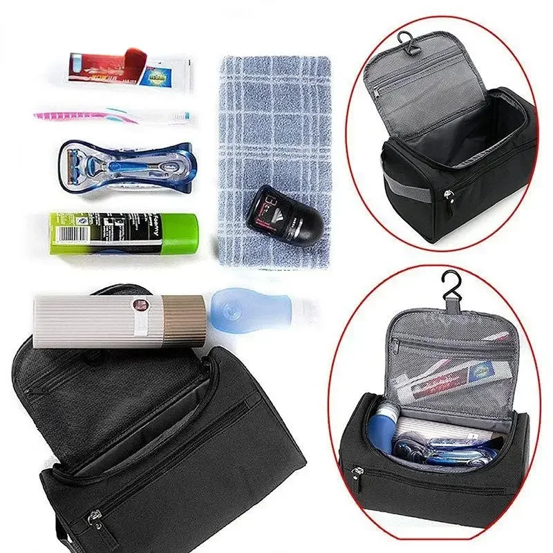 Bolsa de maquillaje portátil, capacidad Unisex, organizador de cosméticos impermeable, estuche colgante de artículos de tocador, bolsa para mujeres y hombres, lavado, afeitado, maquillaje