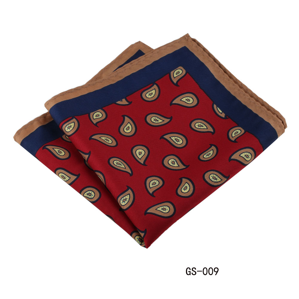 メンズスクエアヴィンテージシルクハンカチ,カシミア水玉模様のハンカチ,日常着,特大,34cm