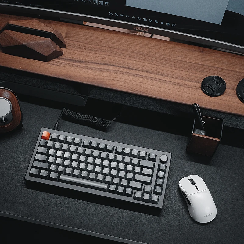 ไม้วอลนัทคอมพิวเตอร์ Riser พร้อมลิ้นชัก Desktop Storage Rack Double-Layer ขาตั้ง Modern Office Space Saving Organizer