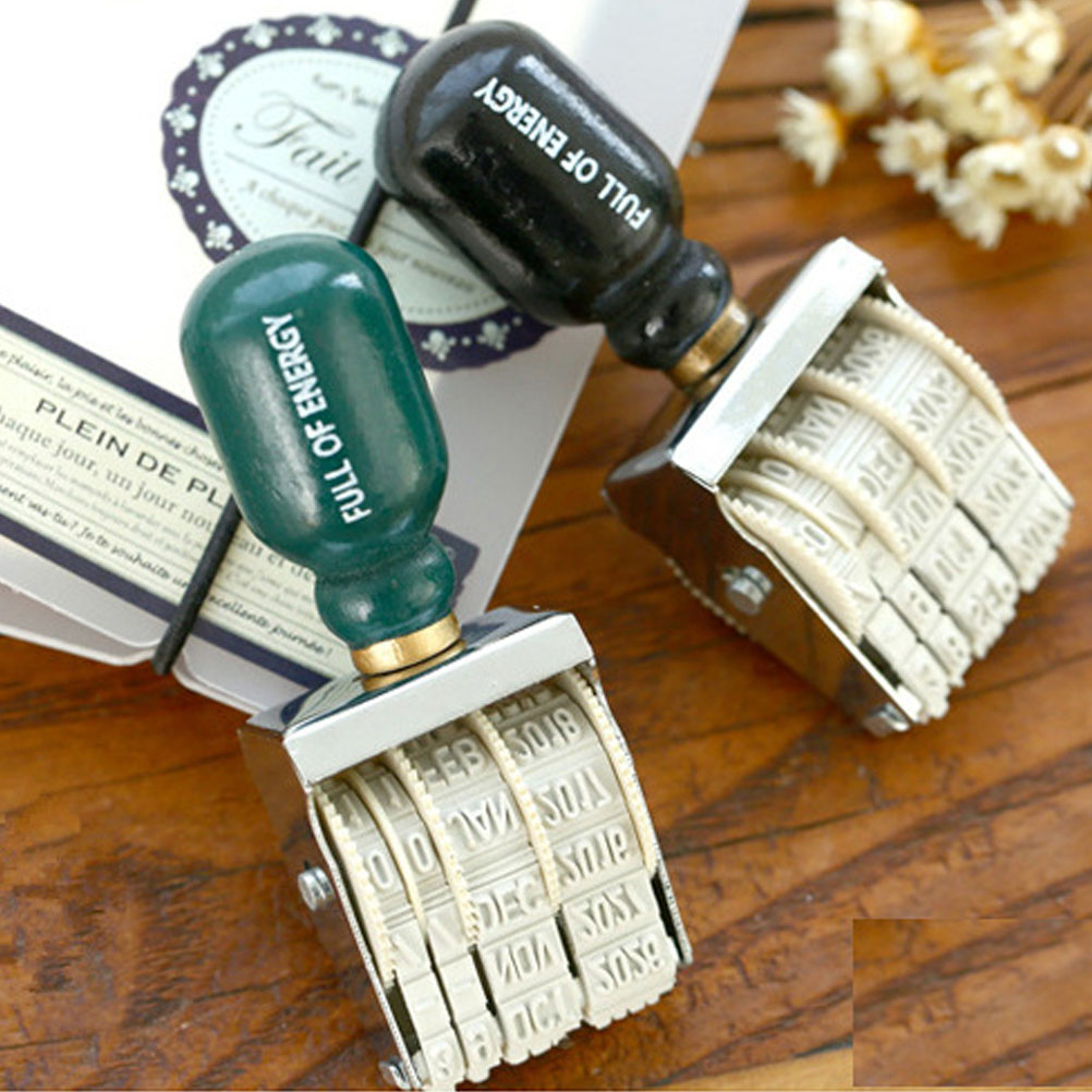 Date Stamp for Scrapbooking Alphabet Stamps Wooden Handle Useful Office