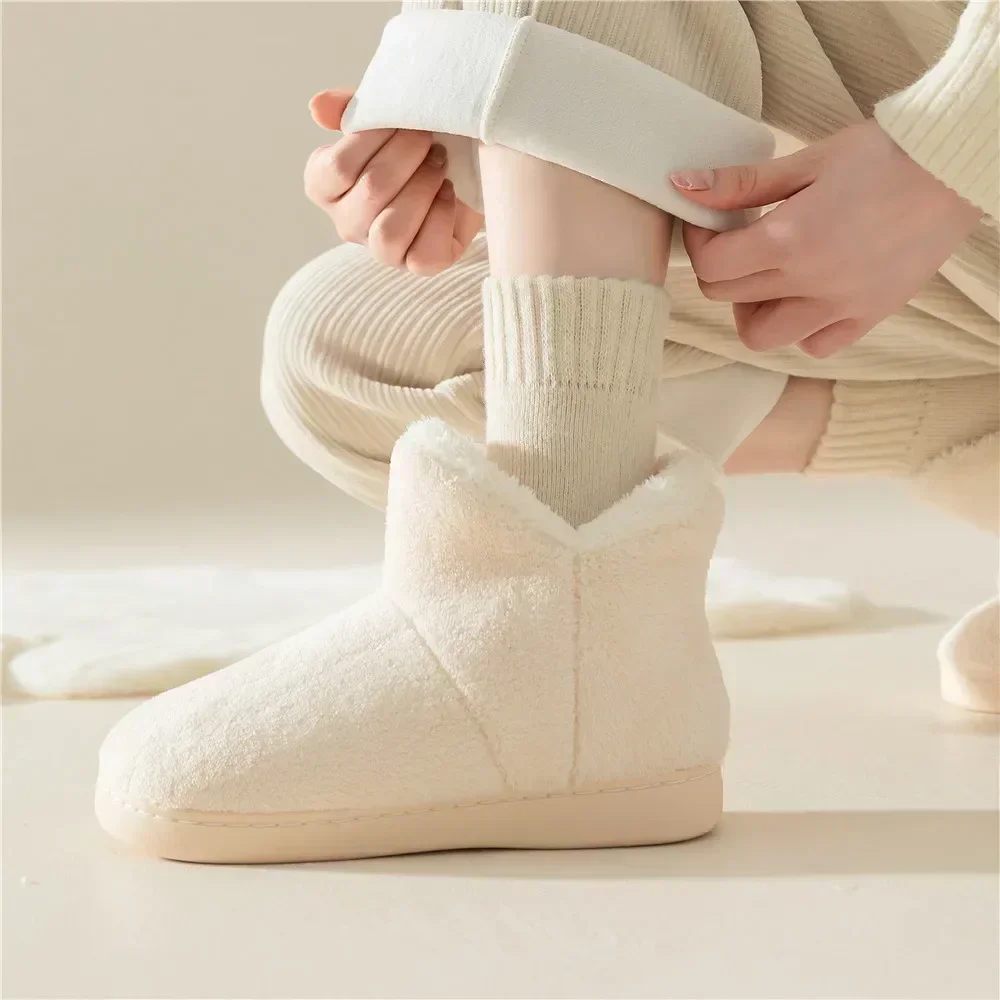 Calcetines de lana para mujer, medias cálidas de Color Markron, felpa gruesa, peluda, suaves, posparto, para dormir en el suelo, otoño e invierno, 3 pares