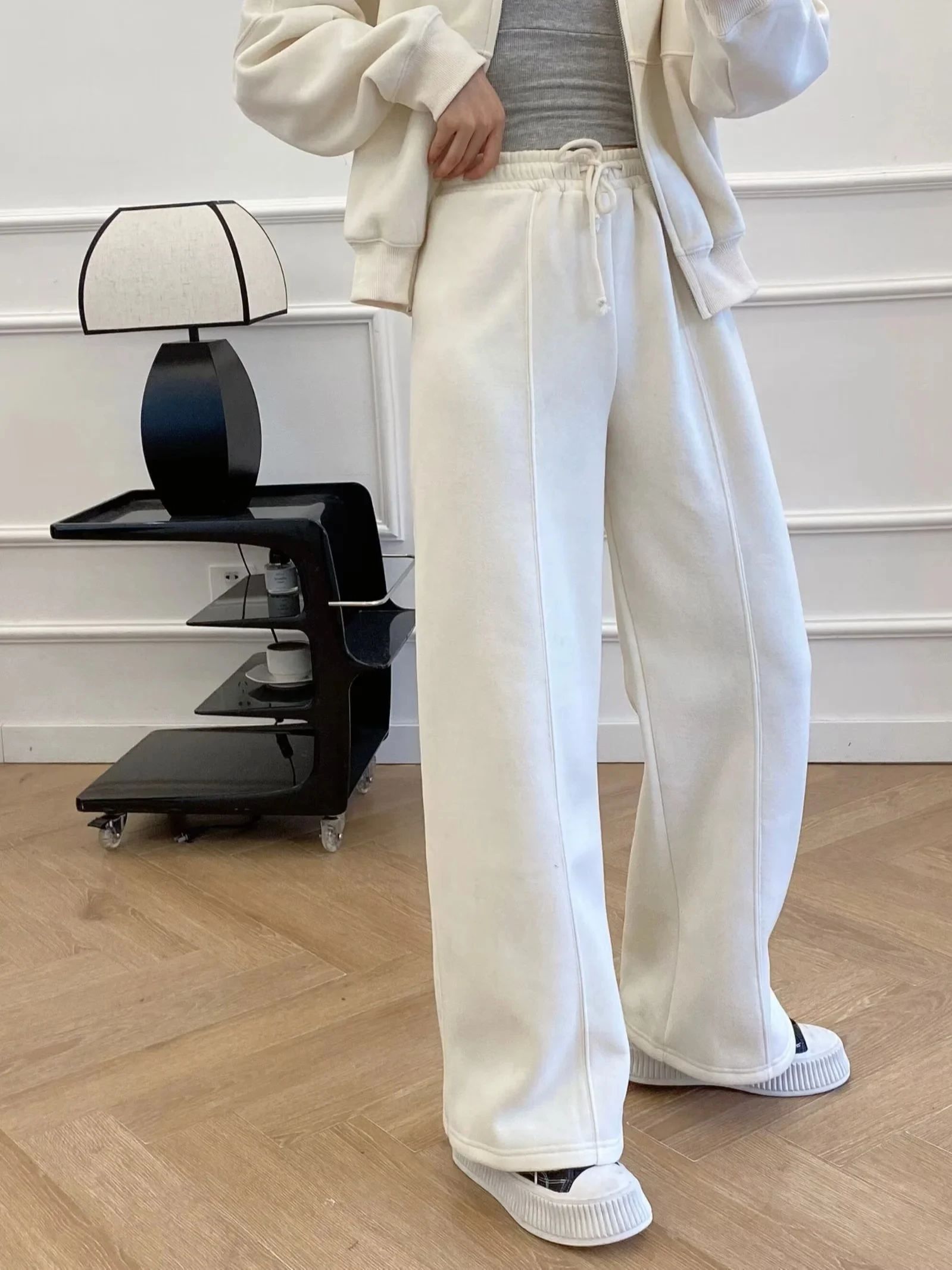 XNWMNZ-Sudadera Bomber con cremallera para mujer, pantalones de felpa elásticos de cintura alta, conjunto versátil de dos piezas, 2024