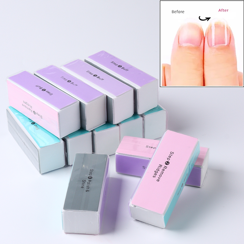 5 unids/lote bloque amortiguador de uñas 4 vías bloque de pulido colorido brillo pulidor lima de uñas manicura lijado herramientas de Arte de uñas