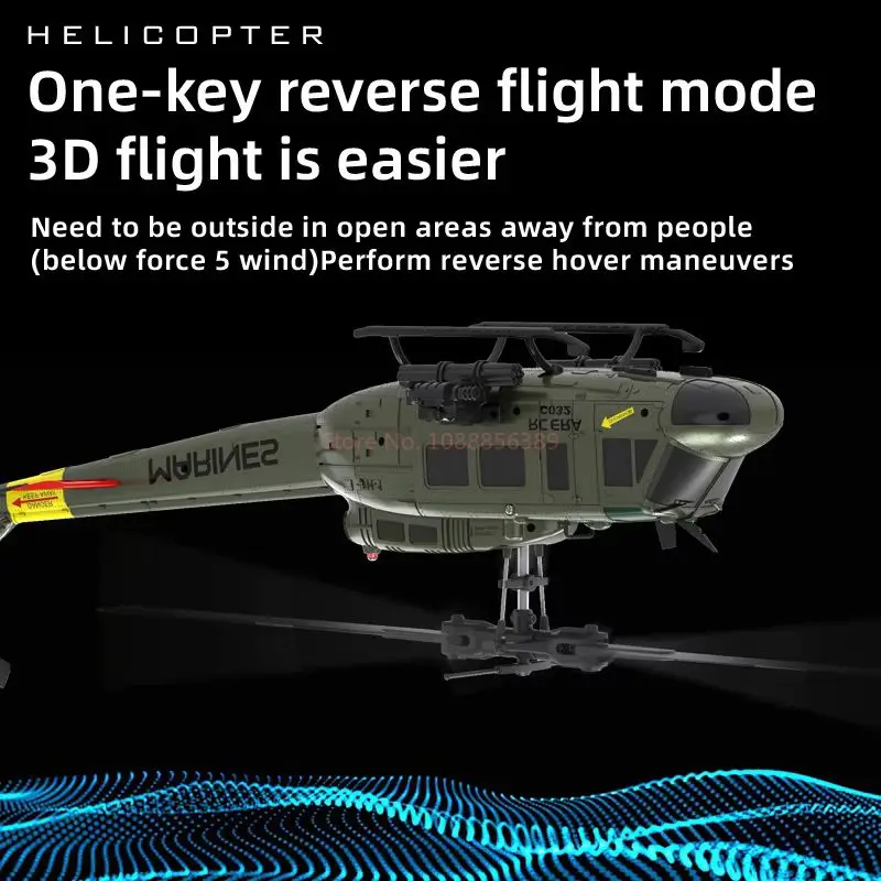 2.4G Hot UH-1 Huey 2.4G remote control helicopter six-channel six-axis gyroscope one-button inverted aerobatic helicopter model