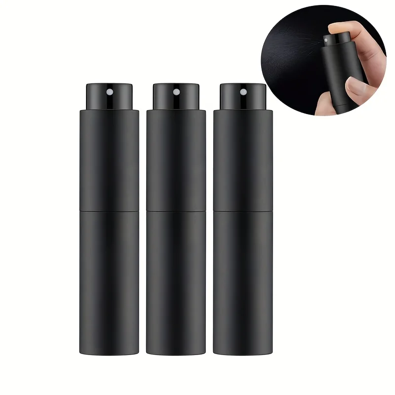 Pulverizador de perfume de viagem de 10ml, recipiente de colônia recarregável, frasco de spray dispensador vazio para tamanho mini pulverizador (preto)