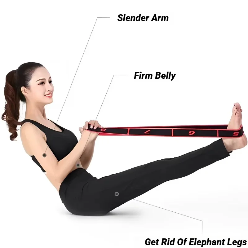 Cintura di allungamento per yoga da danza a 8 sezioni Pilates Tensione fitness Elasticità digitale Fascia di resistenza elastica latina