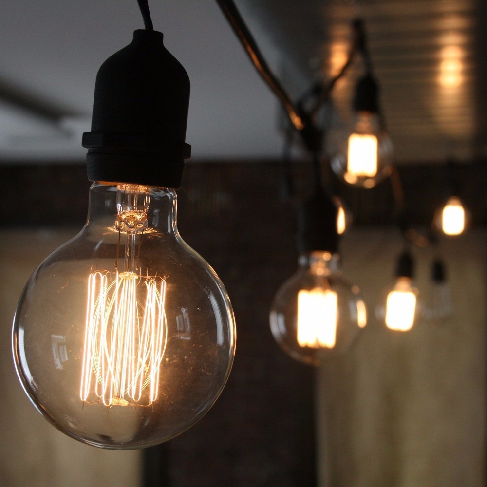 Lâmpada Retro Edison para Decoração Home, Lâmpada Incandescente, Luz de Filamento, Ampola Vintage, ST64, G80, G95, G125, E27, 220V, 40W