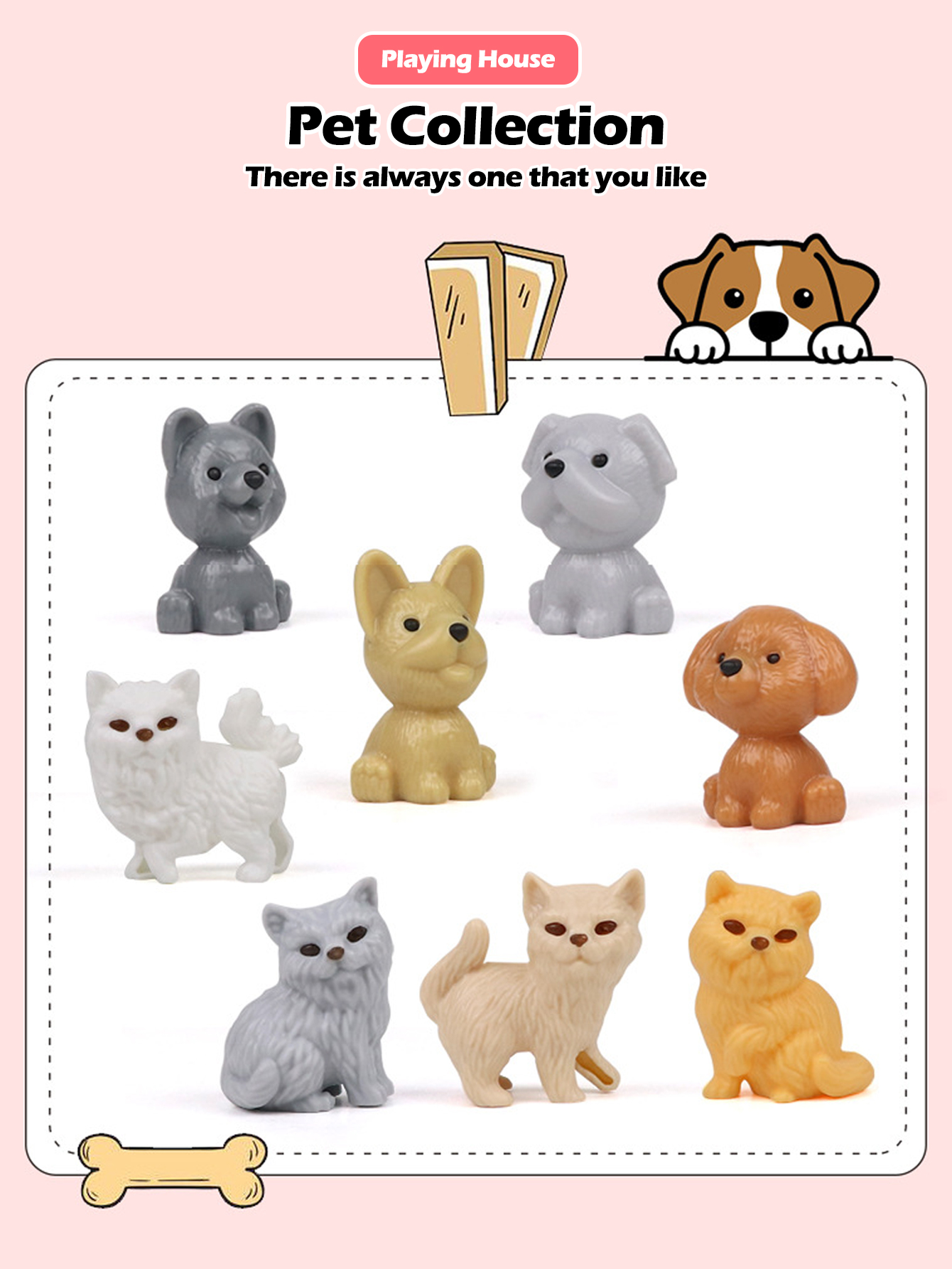 Cesta fofa para animais de estimação, brinquedos para família, conjunto de boneca de cachorro, gaiola de brinquedos, brinquedos de cena, decoração de natal e presentes de ação de graças