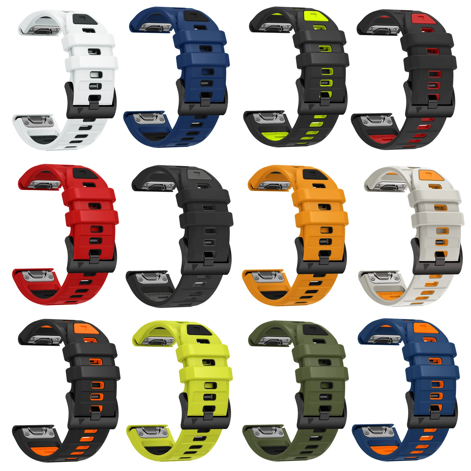 Banda QuickFit 26mm 22mm Fenix8 para Garmin Fenix E 8 7 7X 6 6X 5 5X/Epix Pro 47mm 51mm/Enduro 3 pulsera de silicona de dos tonos