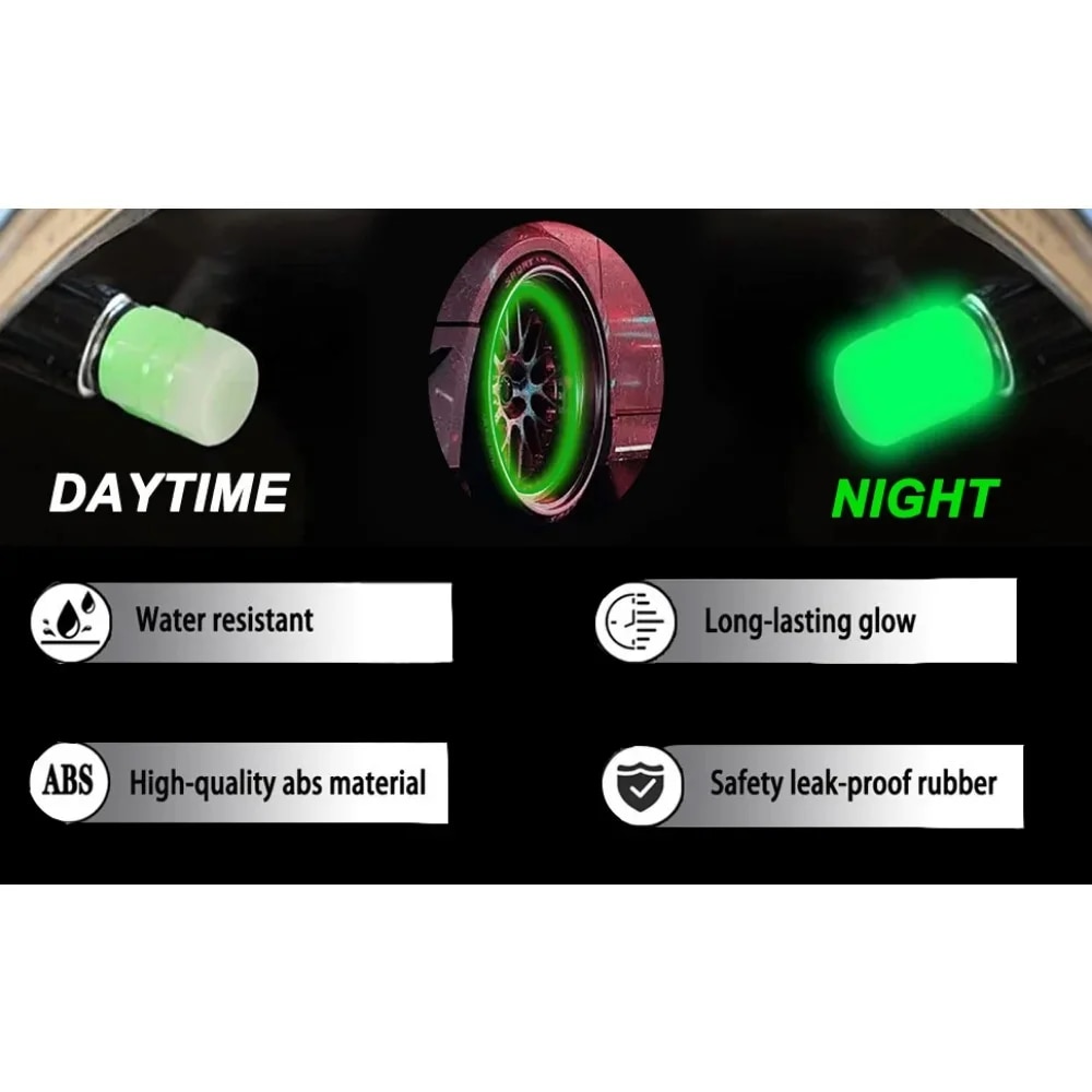 電気自動車、オートバイ、自転車、トラック、タイヤ用の発光バルブコアカバー、発光、4個