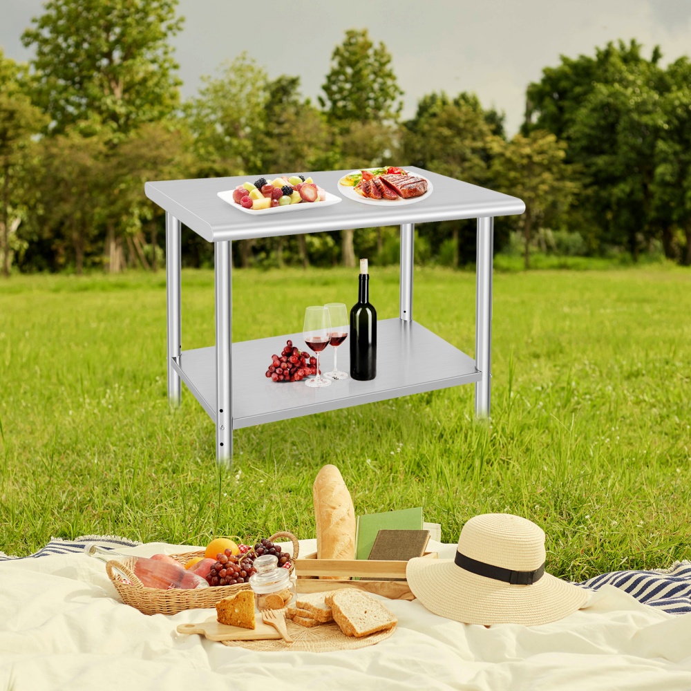 Stainless Steel Table for Prep & Work 36 x 24 x 35 Inches with Caster Wheels, NSF Commercial Heavy Duty Table for Home and Hotel