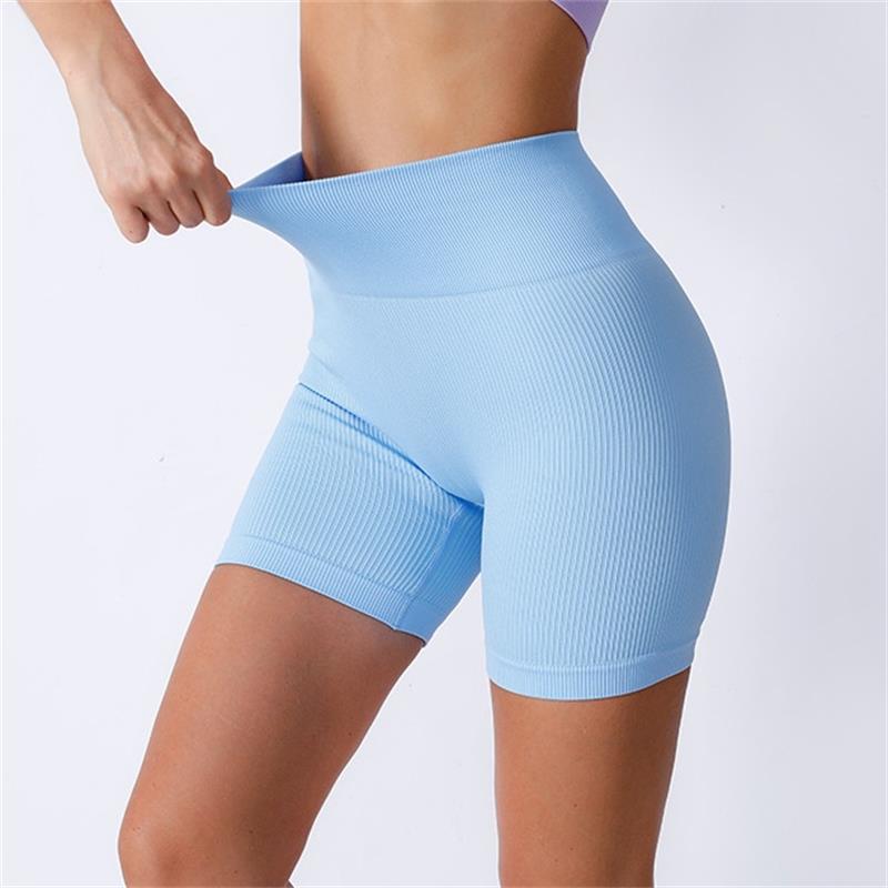 Ladies Sportswear for Indoor Outdoor Wear, High Stretch Seamless Short Yoga Leggings, Women's Solid High Waist Sports Shorts