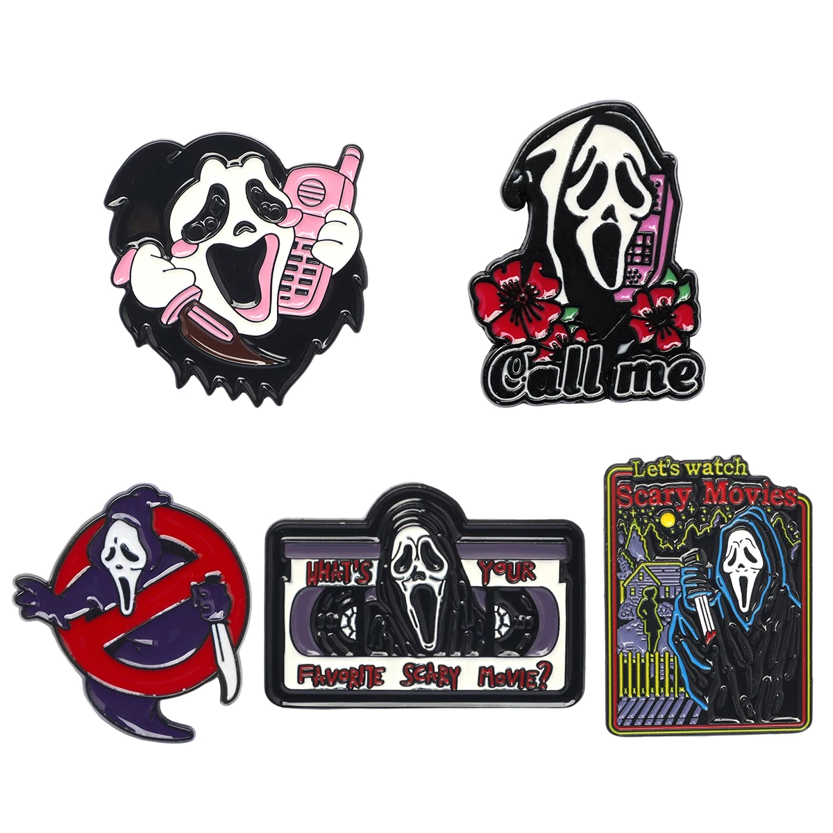 5 sztuk/zestaw Gothic Punk czaszka seria emalia broszka zestaw stojący kołnierz płaszcz plecak odznaka biżuteria na Halloween akcesoria prezenty
