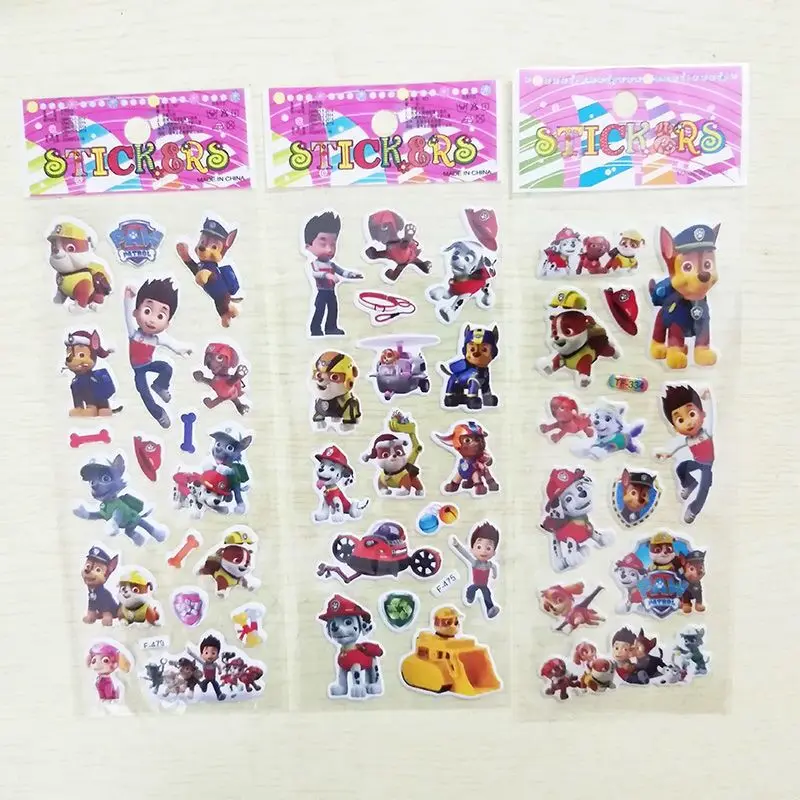 6/12PCS Paw Patrol สุนัขของเล่นสติกเกอร์ 3D เด็กอะนิเมะการ์ตูน Bubble Paste Thicken สติกเกอร์รางวัลของเล่นเด็กของขวัญ