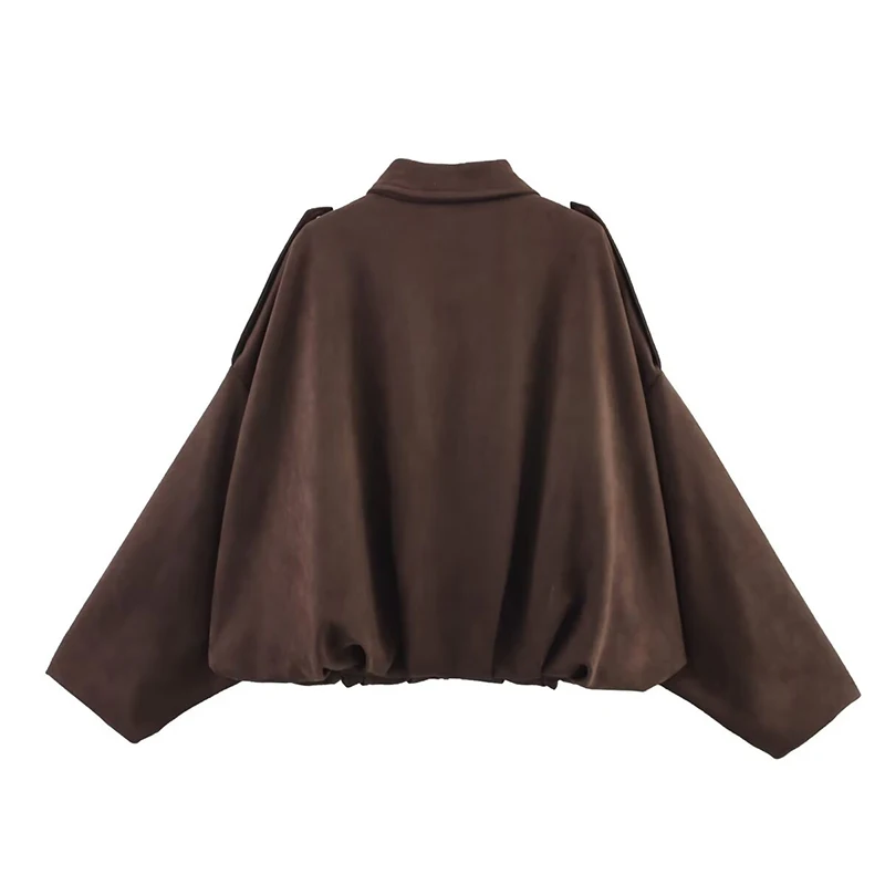 TFMLN Otoño Invierno mujer chaqueta de gamuza abrigo 2025 nueva moda de manga larga con cremallera abrigo Bomber suelto Chic señora Casual ropa de calle