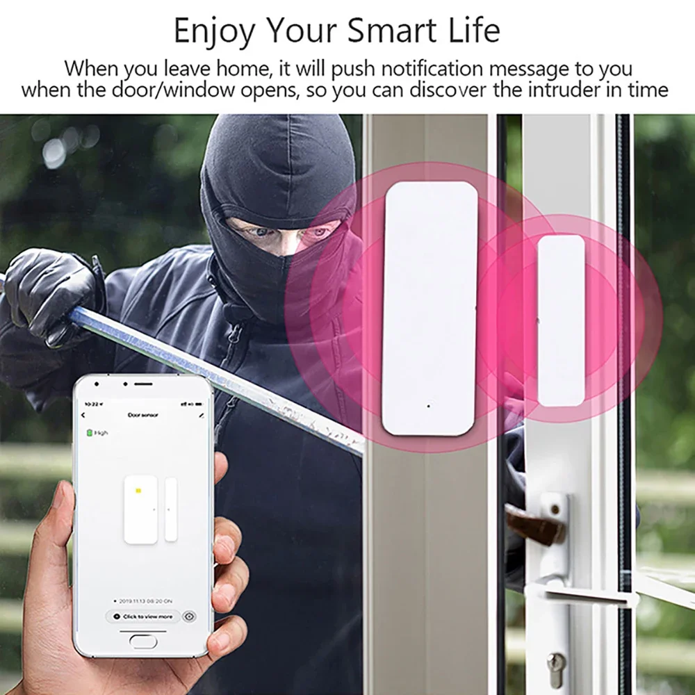 Tuya WiFi Zigbee Умный датчик двери и окна Умный дом Детекторы открытия/закрытия Датчик окна Smart Life работает с Google Home Alexa