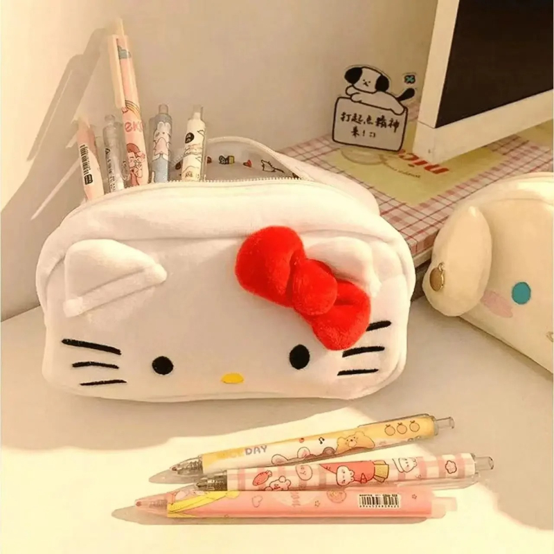 Bolsa de cosméticos tridimensional creativa de felpa bonita, bolsa de almacenamiento de felpa de alta gama de gran capacidad con dibujos animados, bolsa de papelería, bolsa de almacenamiento