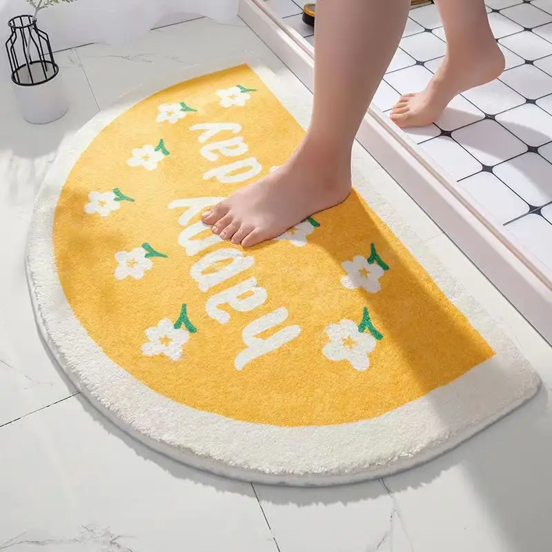 VIKAMA 모조 캐시미어 간단한 반원형 욕실 욕실 방수 바닥 매트 가정용 거실 침실 문 매트