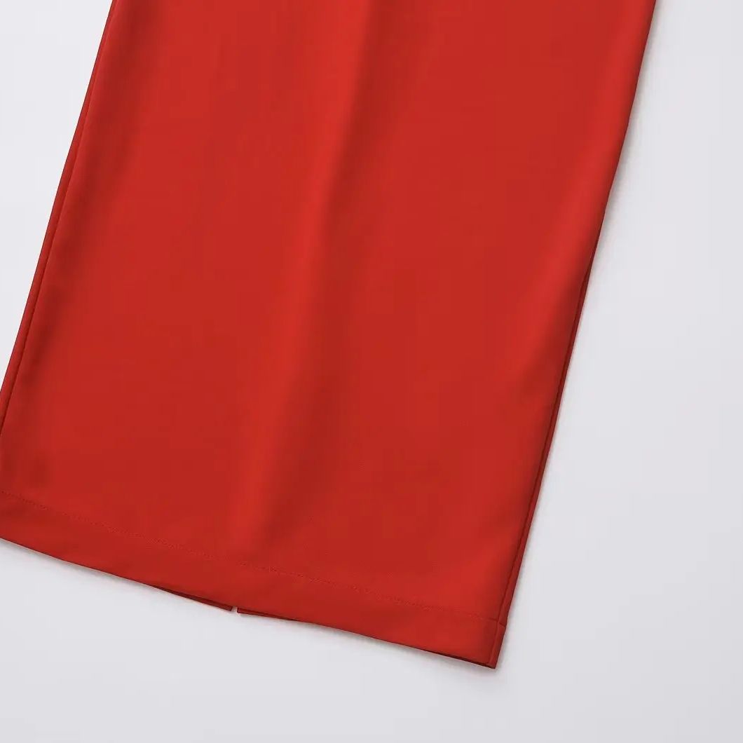ONKOGENE Sexy Frauen Dünne Träger Zurück Zipper Schlank Midi Rot Kleid Weibliche Elegante Weihnachten Party Kleider