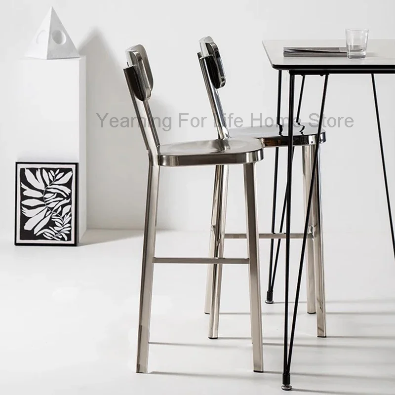 Silla de Bar con mostrador de espera, Taburete de Bar de lujo con diseño de salón, mesa alta, Taburete Alto de Metal, muebles de restaurante