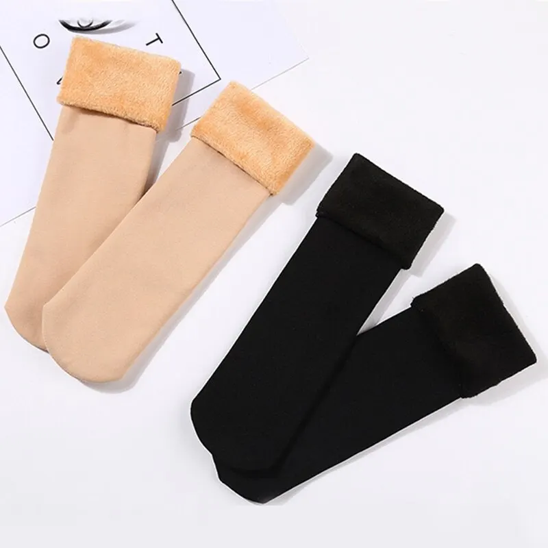 2/5/10 pares de calcetines de Color sólido para hombre y mujer, calcetines de tubo medio cálidos de felpa gruesa para otoño e invierno, calcetines de nieve