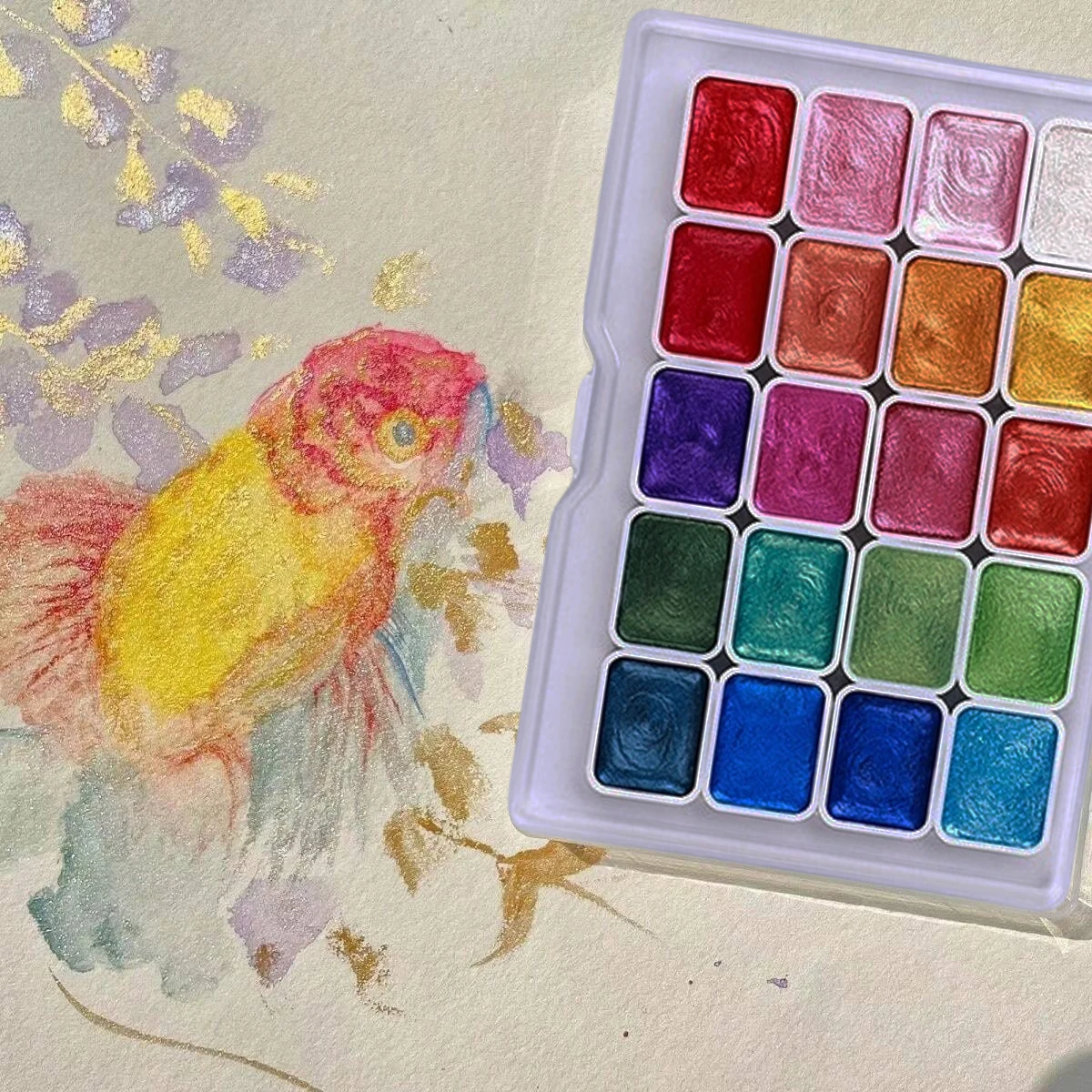 20/36/98 colori pittura ad acquerello perlescente-sparkle intenso solidità leggera set di colori ad acquerello metallizzato pigmenti solidi glitterati
