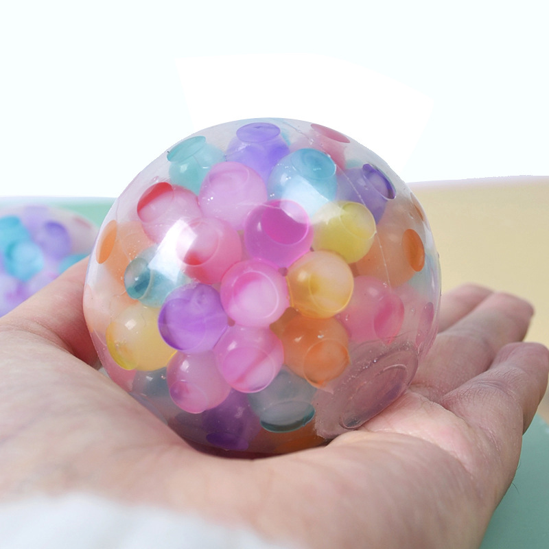 6 センチメートル子供エキゾチックピンチ虹ビーズ減圧ボールベントボール減圧おもちゃ TPR ピンチルブドウボール大人のおもちゃ