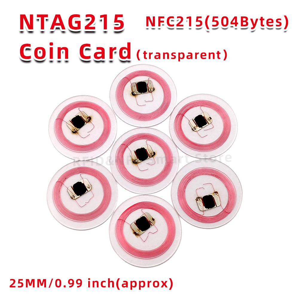 Nfc Nt/Ag 215 Munt Transparante Kaarten 13.56Mhz Rfid Tags Kaarten Compatibel Met Tagmo Nfc Enabled Mobiele Telefoons En Apparaten