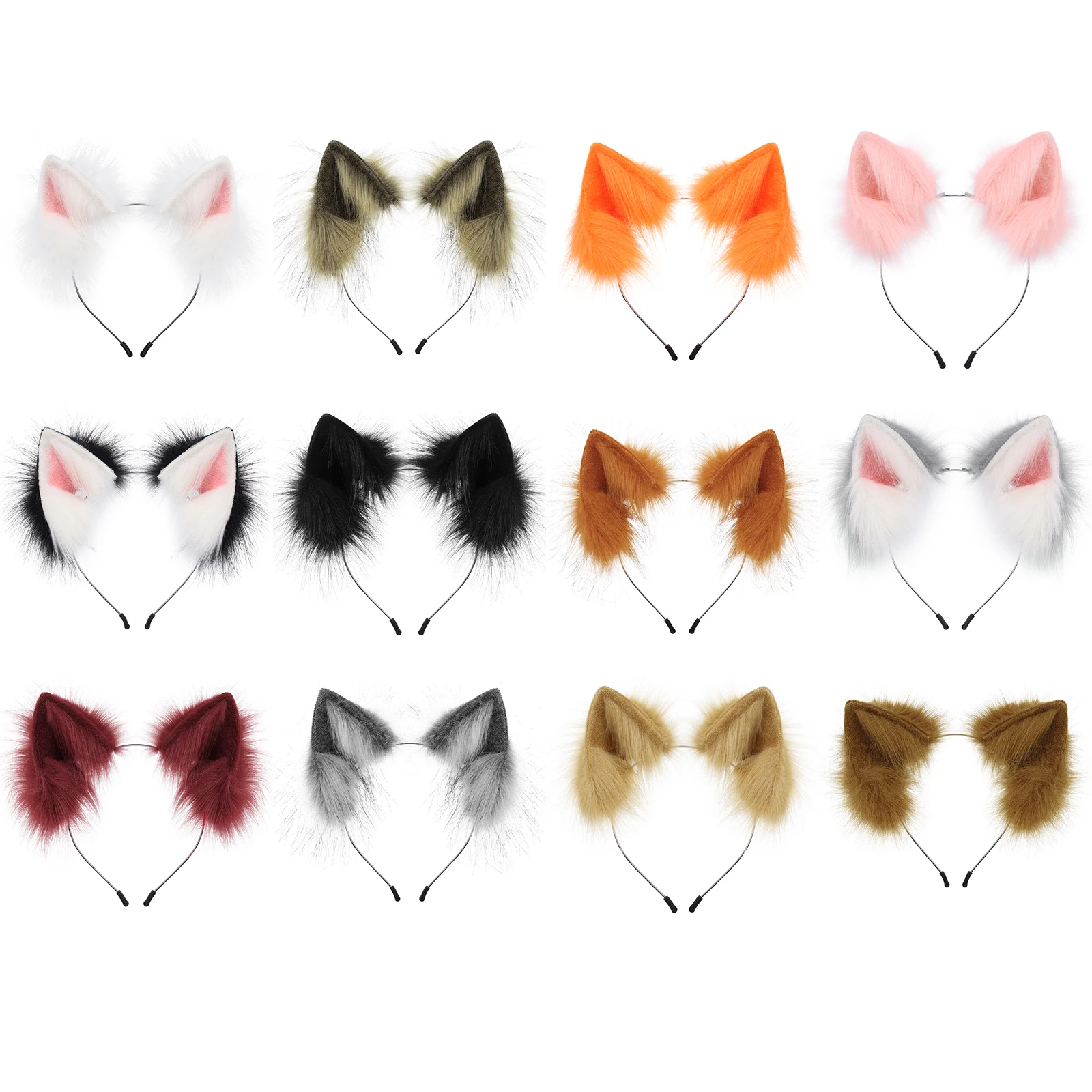 Fascia per orecchie di animali in pelliccia sintetica fatta a mano, gatto peloso, orecchio di volpe, copricapo, accessorio per costume per cosplay in maschera
