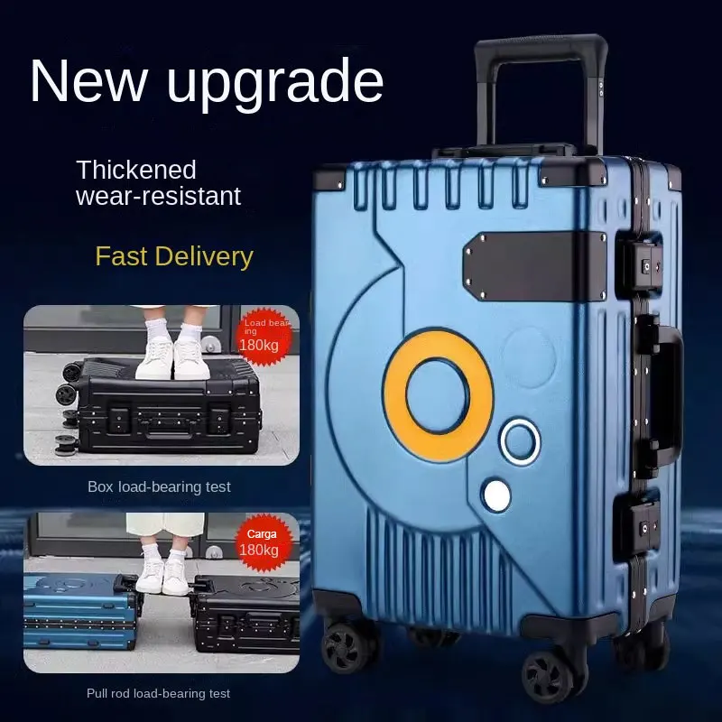 Aluminum Frame Suitcase Super Silent Combination Lock Boarding Rolling Luggage Fashion New Trolley Case 20/22/24/28 Inch
