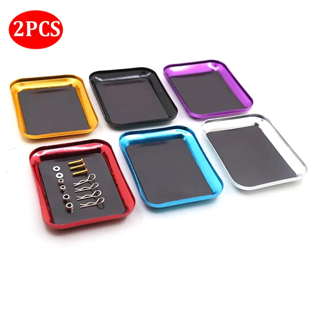 2PCS RC Reparatur Werkzeug Aluminium Legierung Magnetische Pad Schraube Tablett Platte Lagerung Box Für Flugzeug Auto Boot RC Modell Reparatur werkzeug