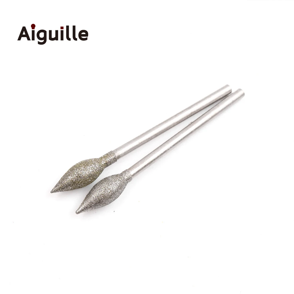 50/100pcs J type shank 2.35mm Diamond Grinding Burr Teeth Grinding Bits Grinding Point Jade stone Peeling Polishing Bits