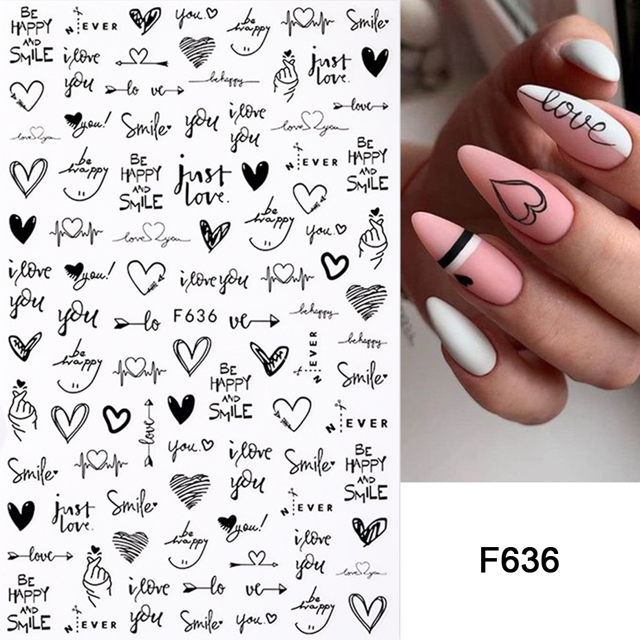 สติกเกอร์ติดเล็บ3D รูปหัวใจสำหรับเล็บสติกเกอร์ตัวอักษรสีทองสติกเกอร์แบบไล่ระดับสีสติกเกอร์ติดกาวสำหรับการตกแต่งศิลปะเล็บ