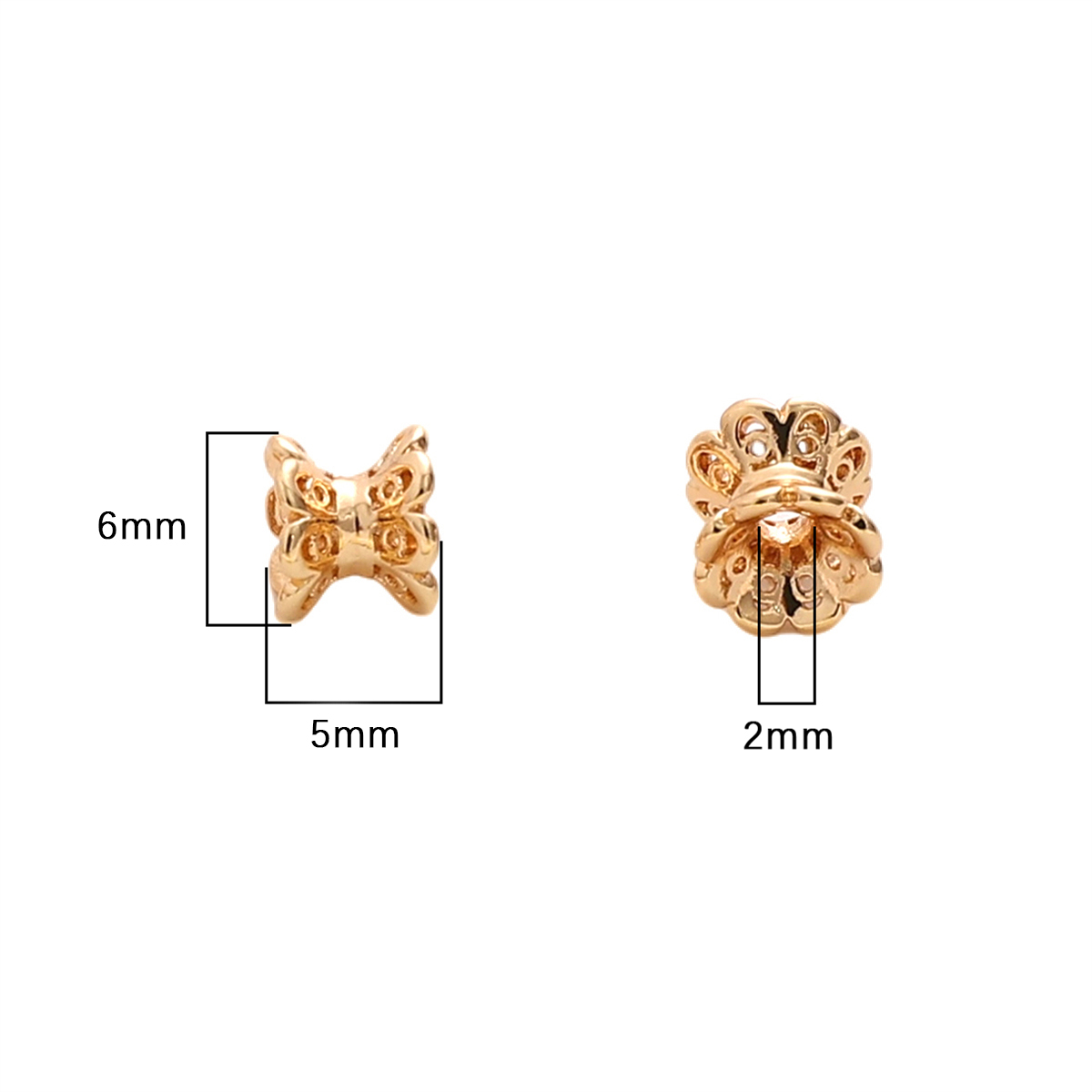 5 個 5 × 6 ミリメートル高品質 14 18k ゴールドカラー真鍮両面フラワービーズキャップスペーサービーズ女性のブレスレットジュエリーアクセサリー