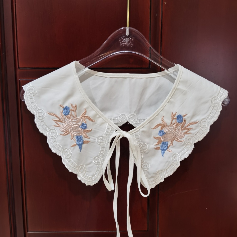 Cuello de Insignia de encaje para mujer, bordado de Organza, chal con cordones, camisa desmontable, capa, collares falsos, nuevo