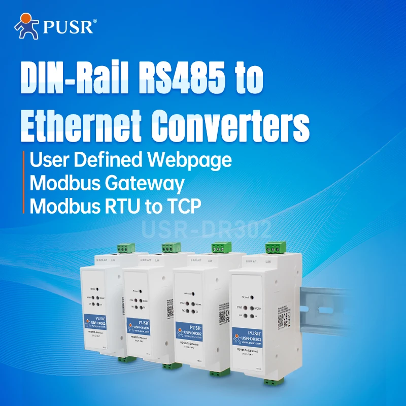 PUSR Din Rail RS485 para Conversor Ethernet Servidor de Dispositivo Serial Modbus RTU para TCP Modbus Gateway USR-DR302
