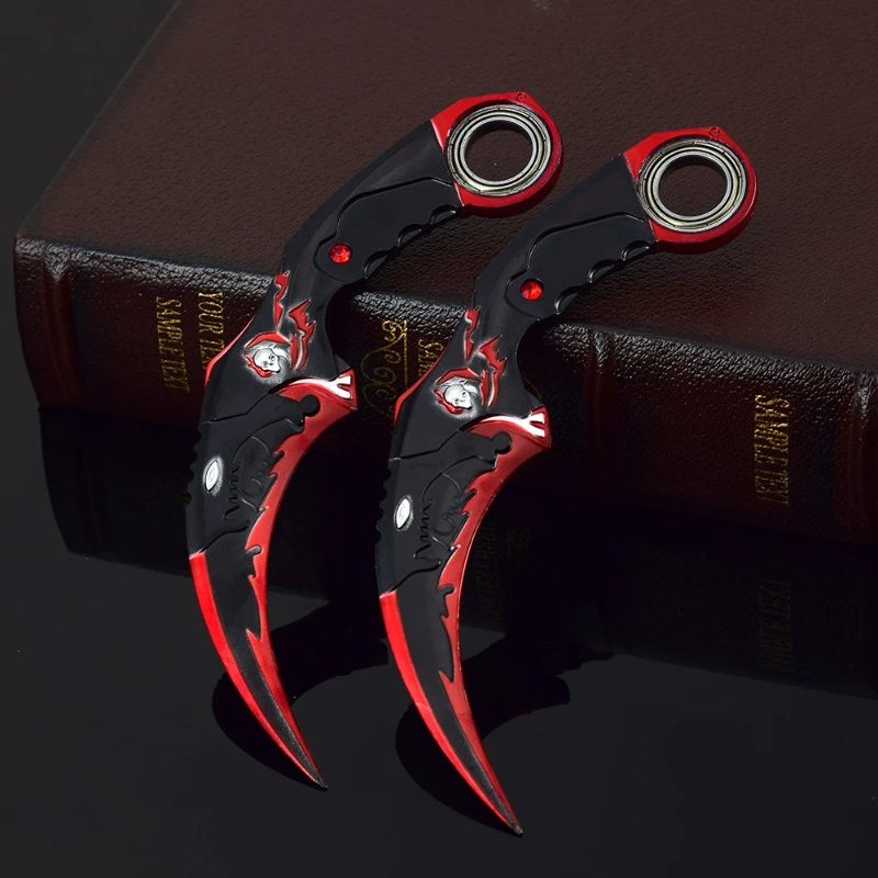 18cm Dragon Karambit Rotatable Alloy Craft Model Dark Moon Double Thorn Claw Knife Golden Dragon weapons Training Knives Toy Boy