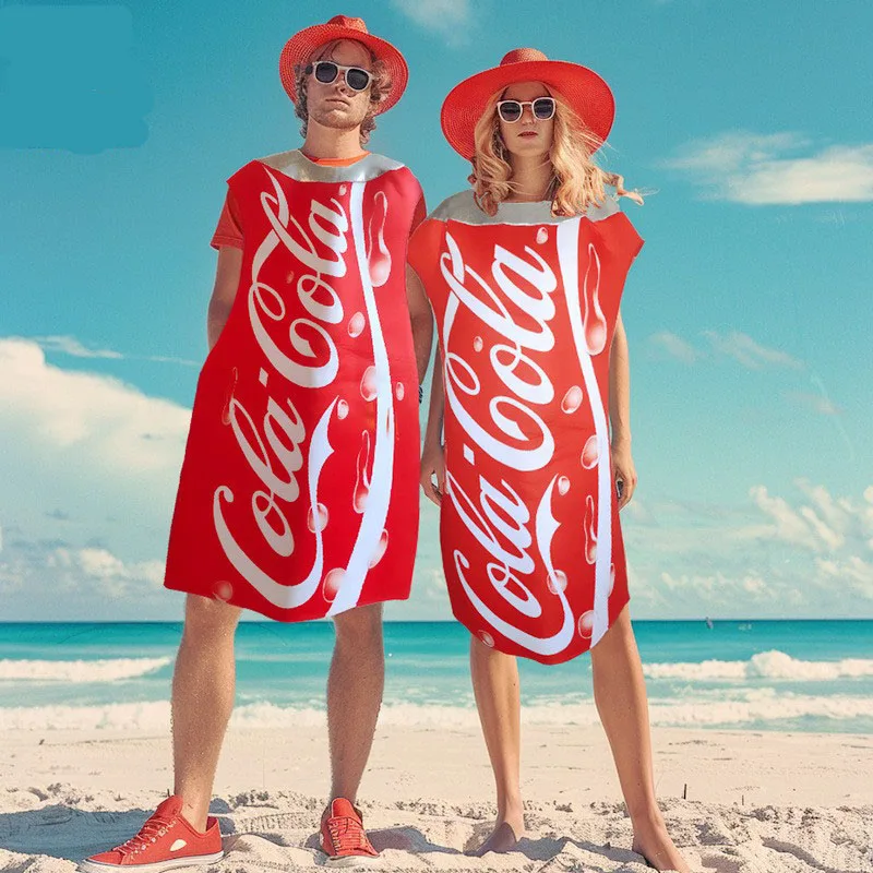 Fsia de Cosplay Coca-Cola para Adultos, Traje de Performance para loween, Acórios de Cartoon, Fsia para Fotoa...