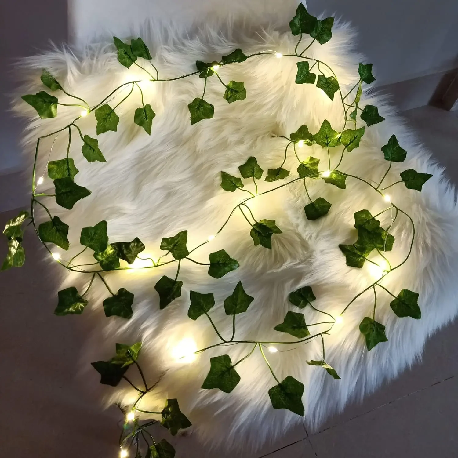 2 Meter LED-Lichterkette, künstliche grüne Rebe, Zuhause, Weihnachten, Hochzeit, Braut, Garten, hängende Grünpflanzen, Party, DIY-Dekoration
