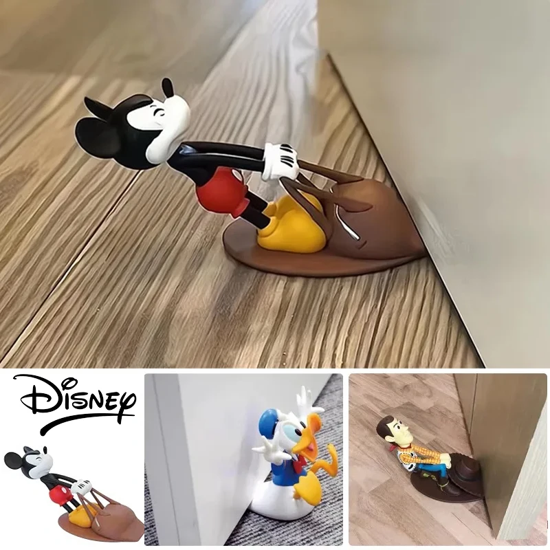 Penahan pintu Disney Mickey Mouse, penahan lantai belakang Anime lucu, dekorasi rumah kartun Anti tabrakan